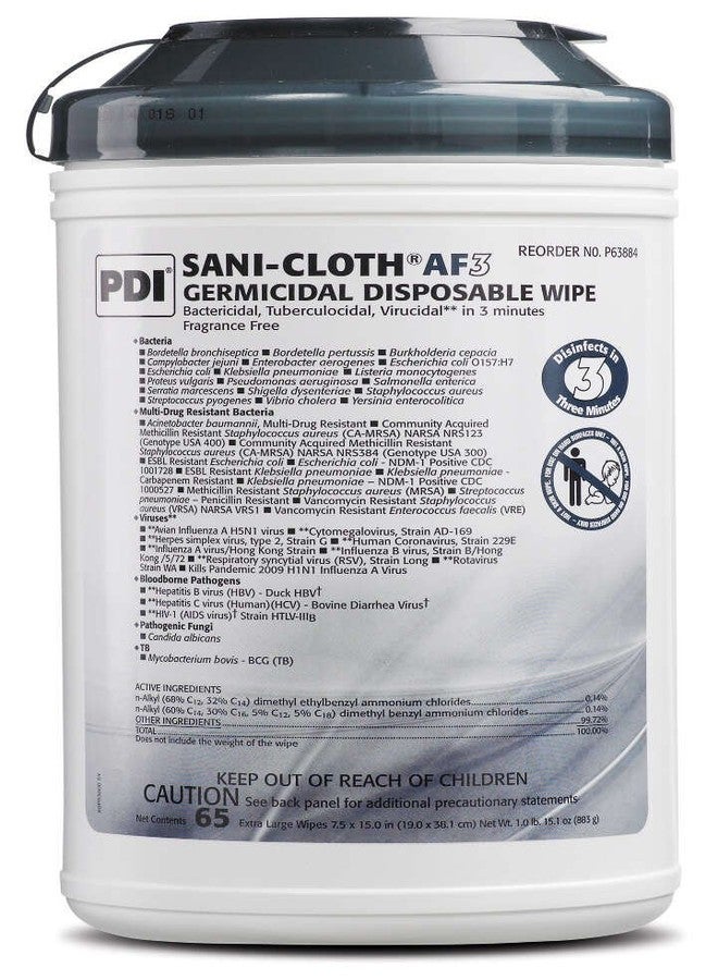 PDI Sani-Cloth® AF3 Wipes X-Large, 7-1/2" x 15"